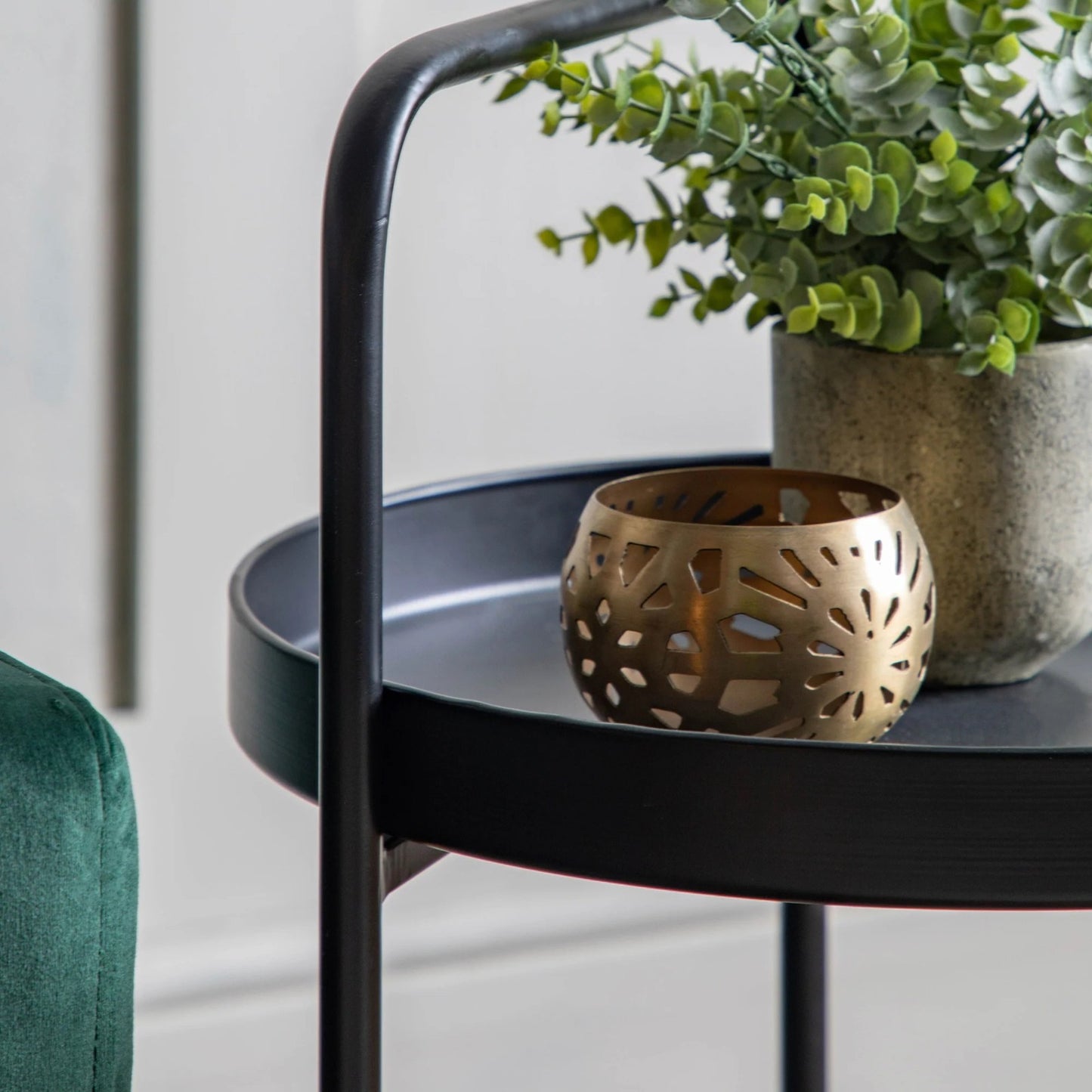 Black Iron Tray contemporary and minimalist Side Table - The Gharnish - A Unit of Satkala Creations
