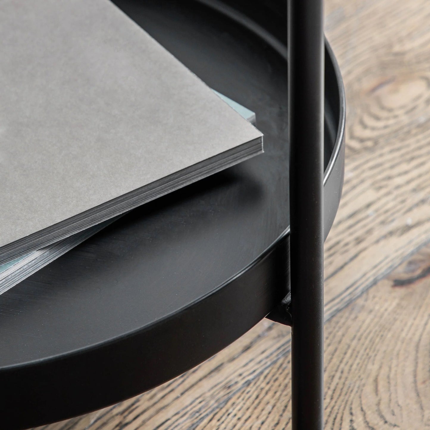 Black Iron Tray contemporary and minimalist Side Table - The Gharnish - A Unit of Satkala Creations
