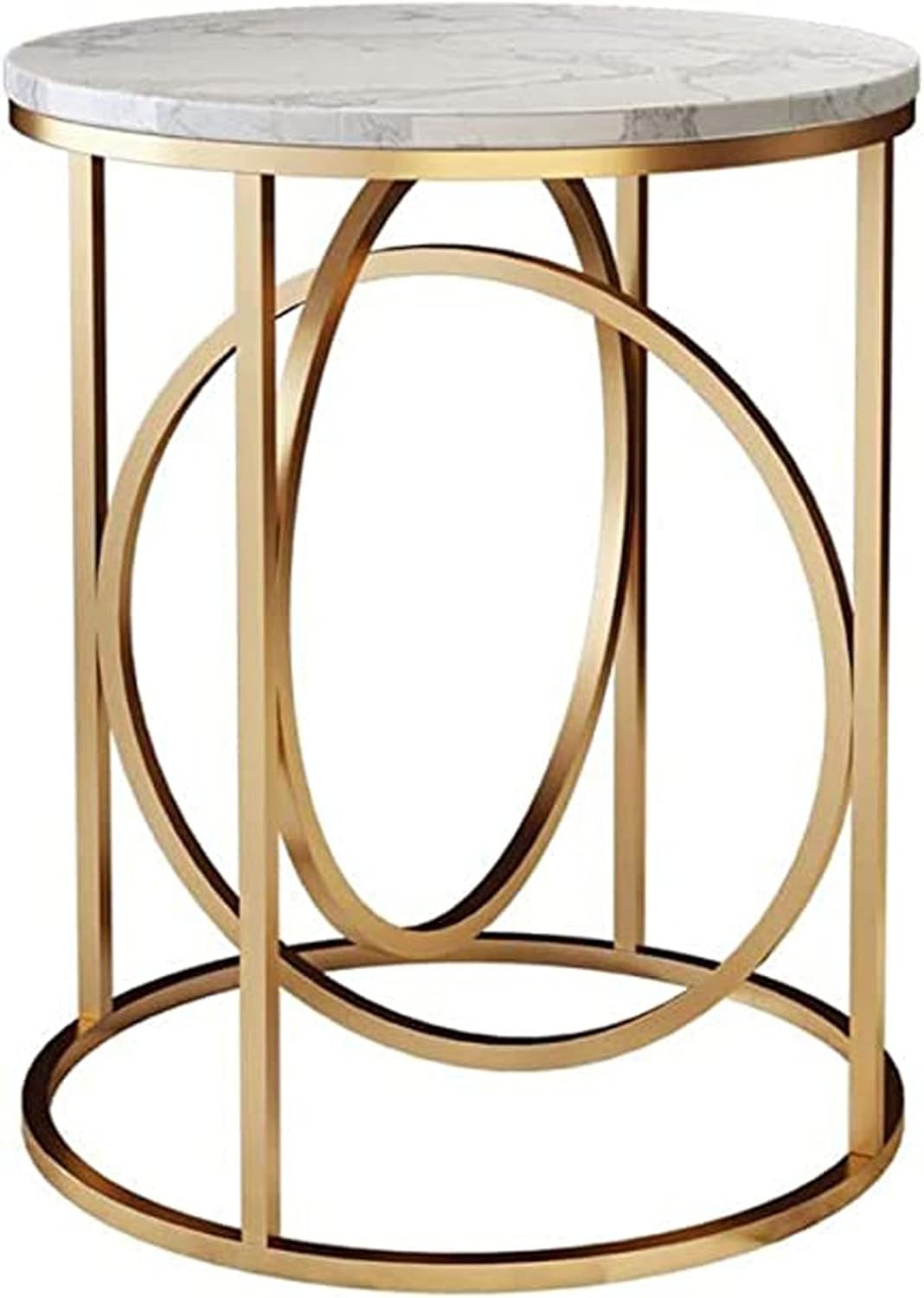 Metallic Ring Table with Marble top - The Gharnish - A Unit of Satkala Creations