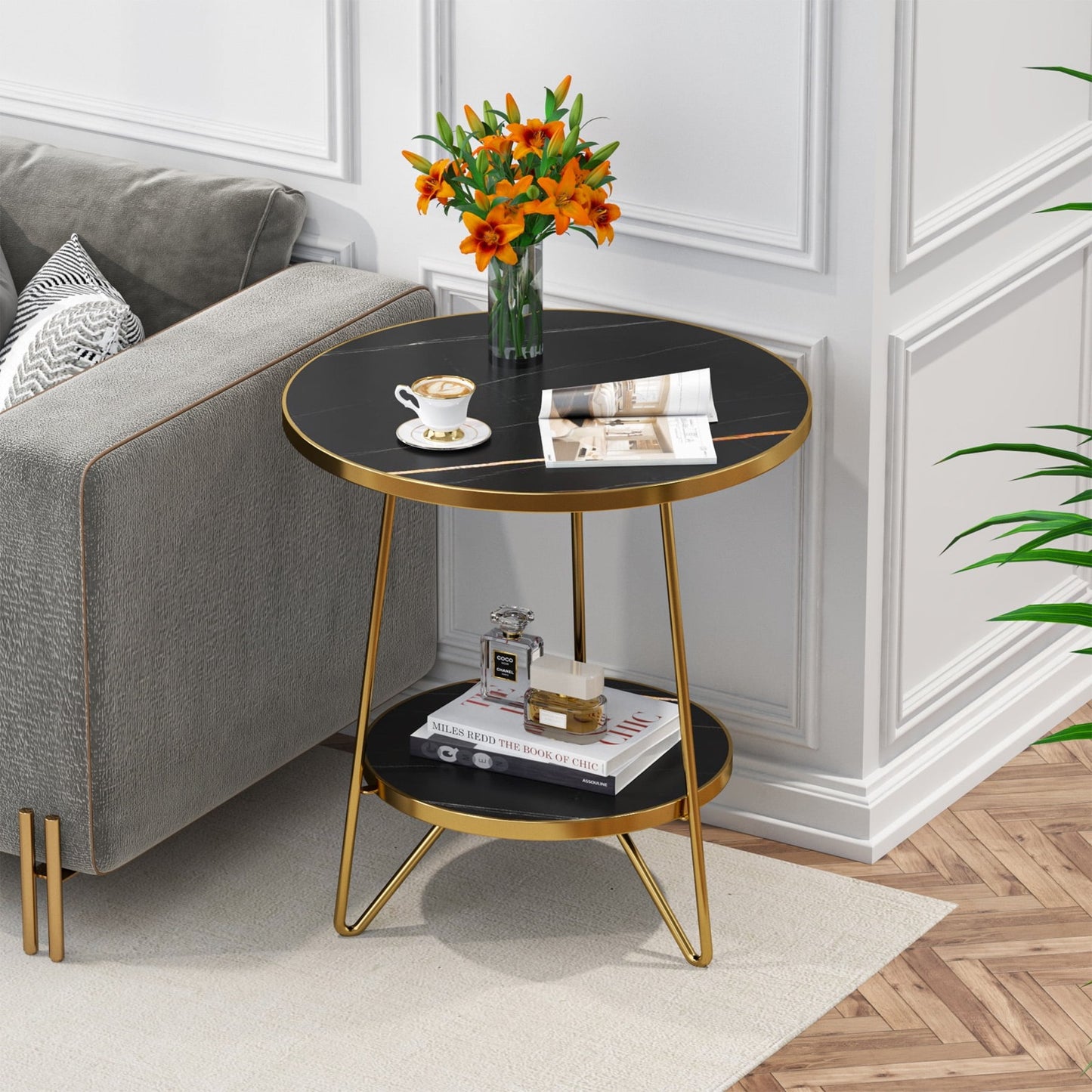 Modern Coffee Table with Metal Frame | Side Table for Living Room - The Gharnish - A Unit of Satkala Creations