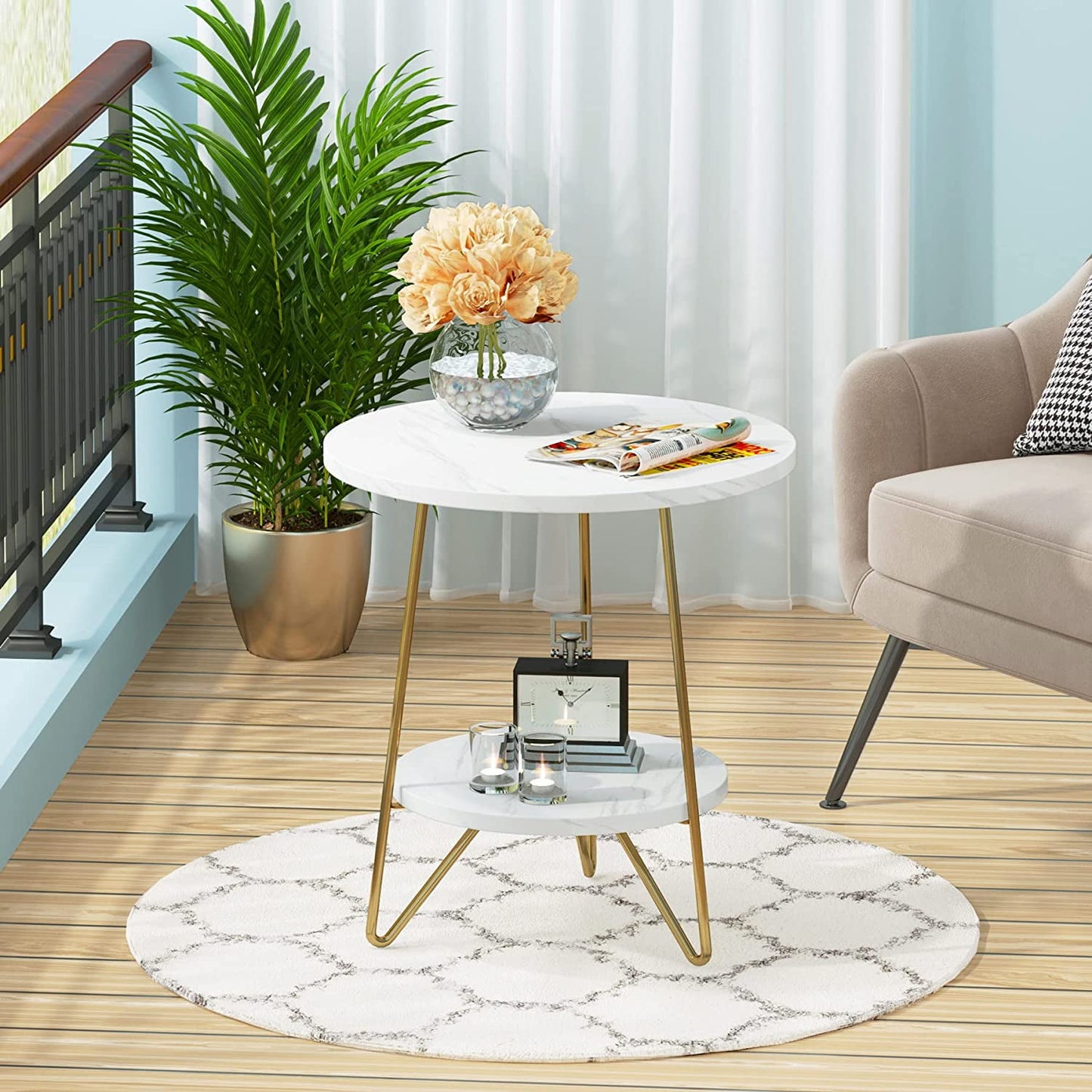 Modern Coffee Table with Metal Frame | Side Table for Living Room - The Gharnish - A Unit of Satkala Creations