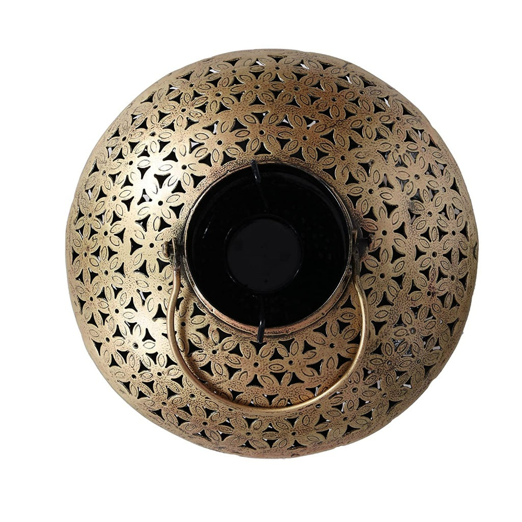 Gold iron Gihan T-Light holder decor from The Gharnish, featuring traditional design and intricate craftsmanship.
