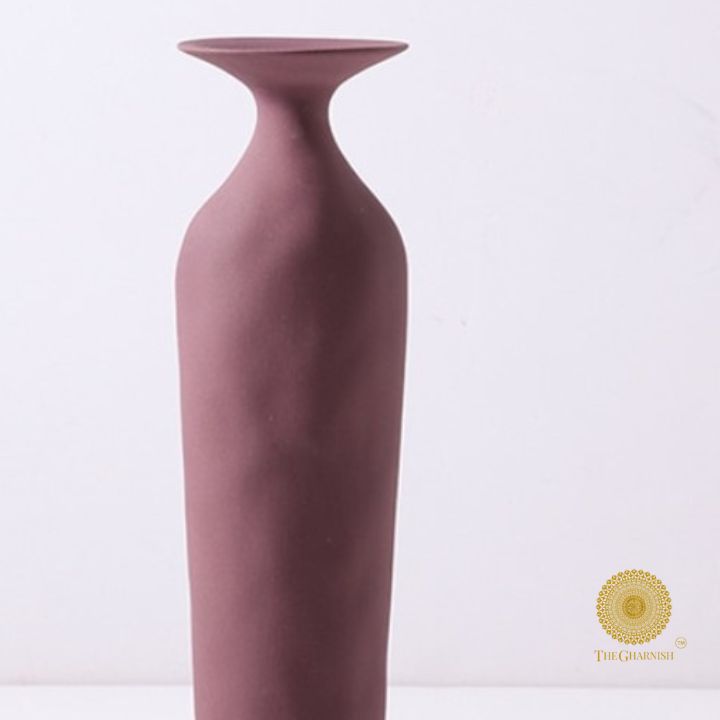 Ceramic rustic bottle vase by The Gharnish, 3.5x12 inches, featuring a textured, earthy design perfect for home decor.