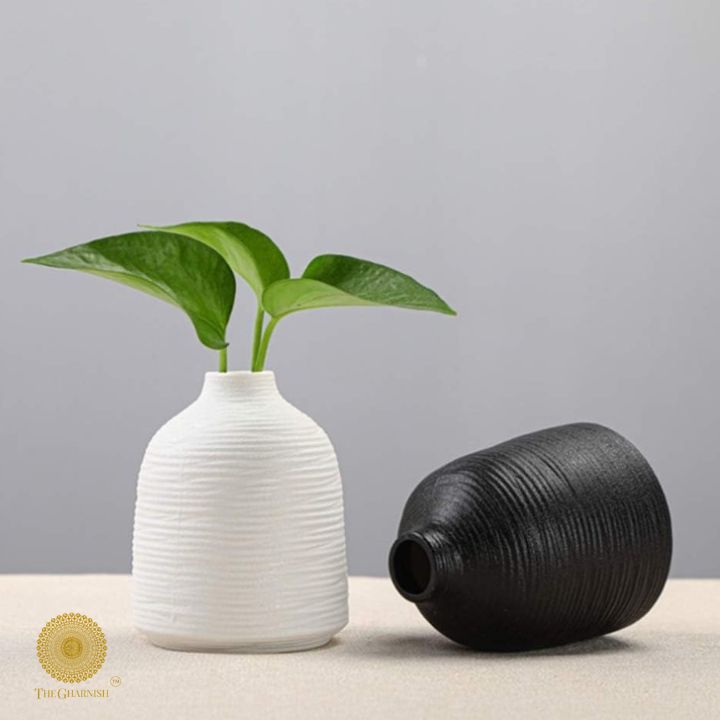 White Premium Matte Ceramic Vase by The Gharnish, showcasing a sleek, modern design perfect for contemporary home decor.