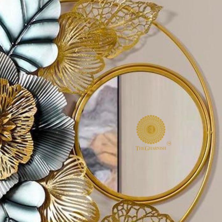 Single 32-inch flower wall mirror by The Gharnish, decorative wall mirror with floral design, ideal for stylish home decor.