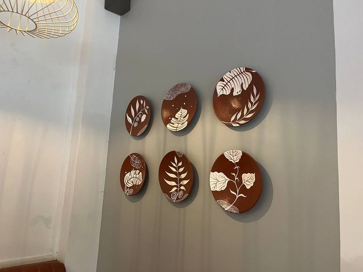 Botanical Harmony Hand-Painted Wall Plate Set - The Gharnish - A Unit of Satkala Creations