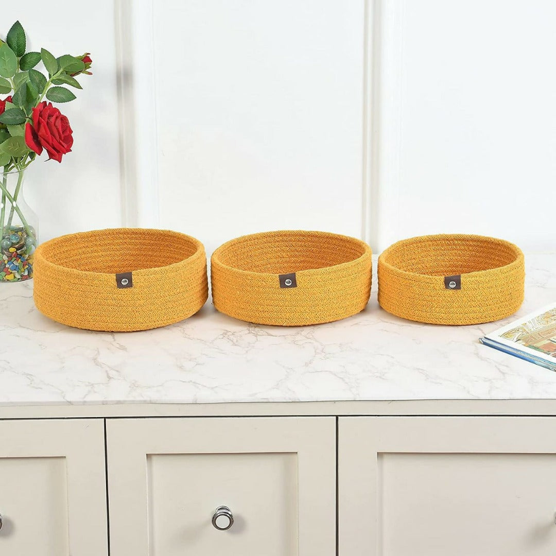 Mini Rope Handwoven Shelf Basket - The Gharnish - A Unit of Satkala Creations