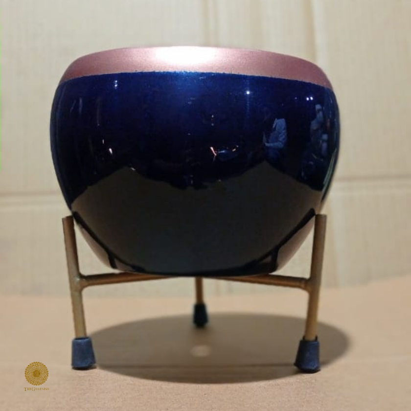 Enamel Coted Table Top Planters With Stand (5 x 6 Inches) - The Gharnish - A Unit of Satkala Creations