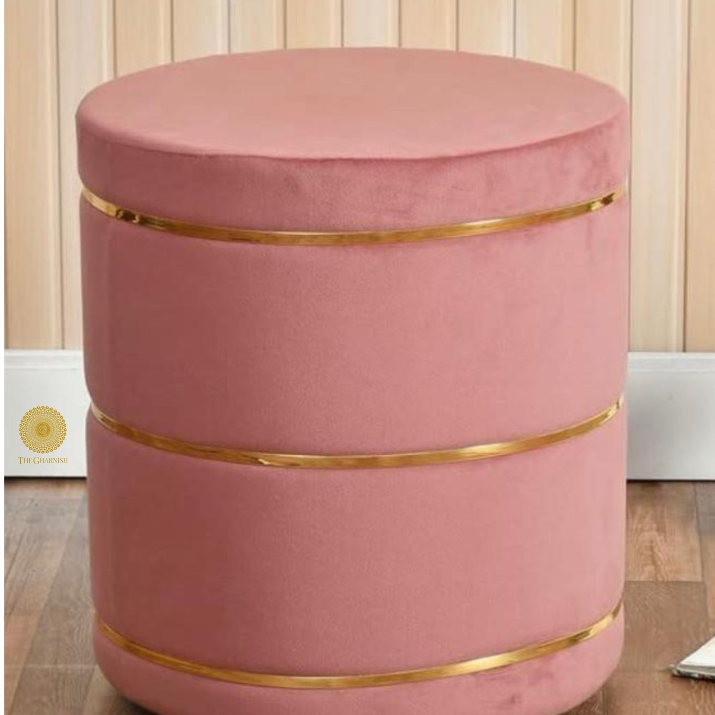 Ottoman Fabric Pouffe - Pink - The Gharnish - A Unit of Satkala Creations