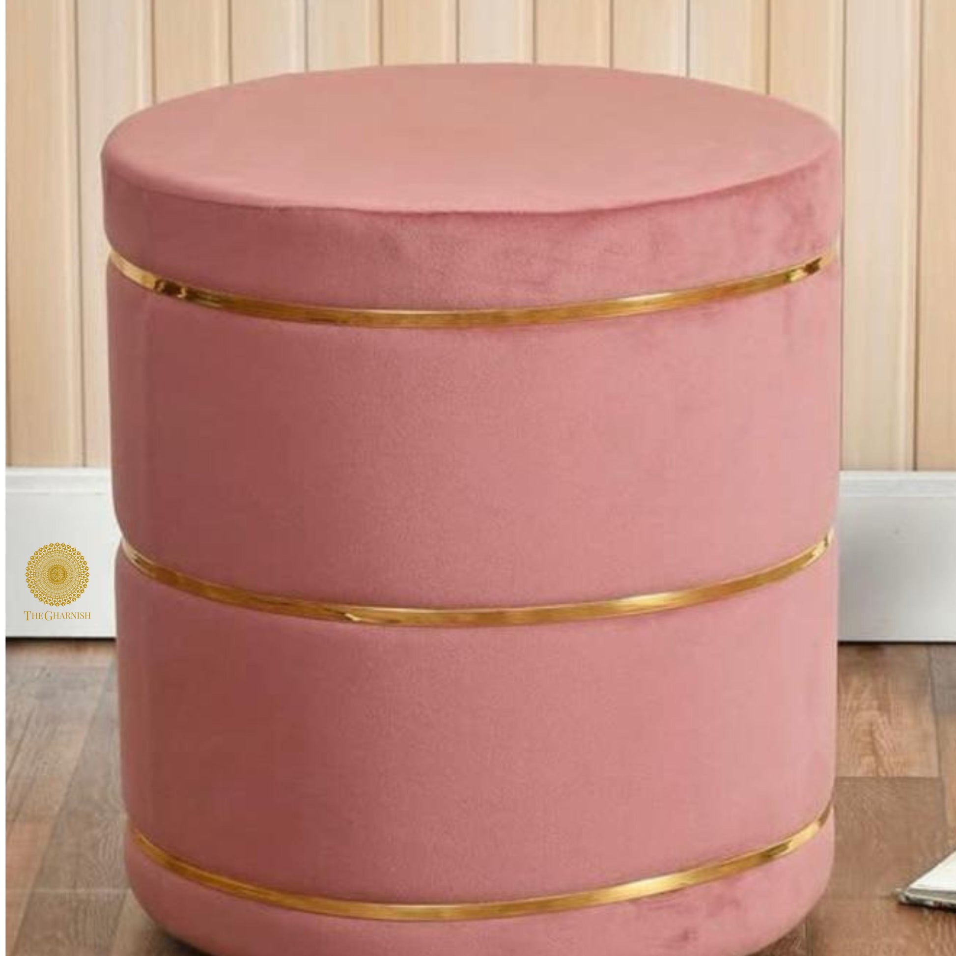 Ottoman Fabric Pouffe - Pink - The Gharnish - A Unit of Satkala Creations