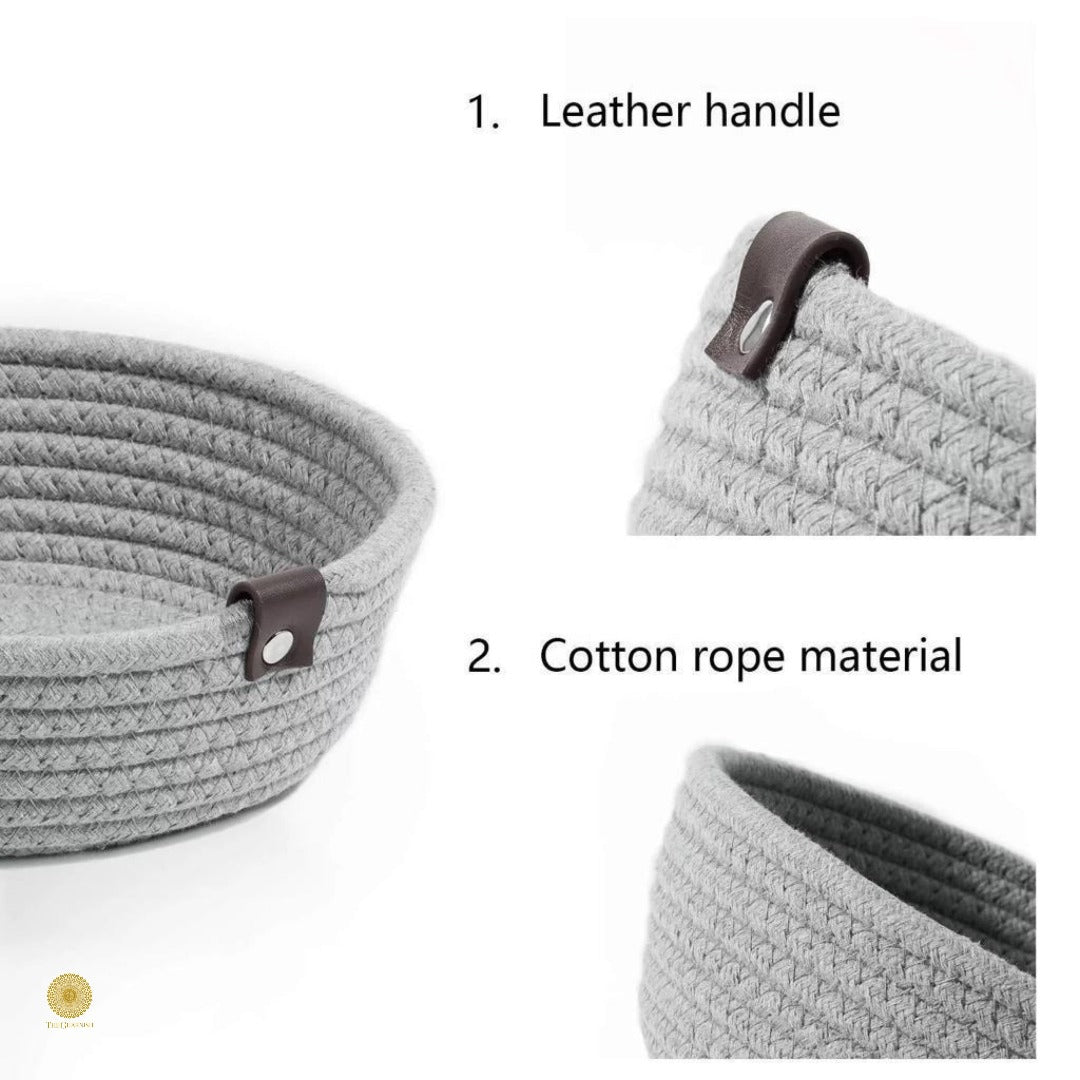 Mini Rope Handwoven Shelf Basket - The Gharnish - A Unit of Satkala Creations