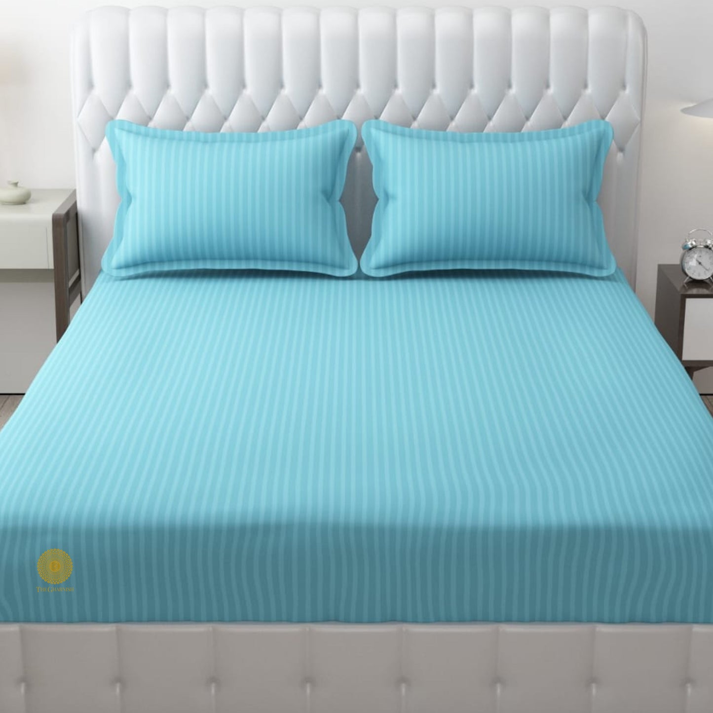 Strip Fitted Bedsheet or Mattress Cover - The Gharnish - A Unit of Satkala Creations