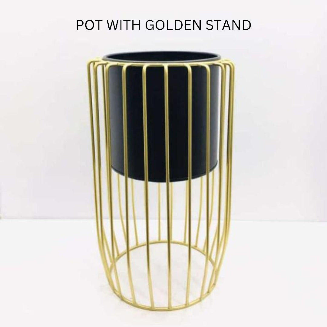 Planter with Golden Net Stand ( 18 x 9 Inches ) - The Gharnish - A Unit of Satkala Creations