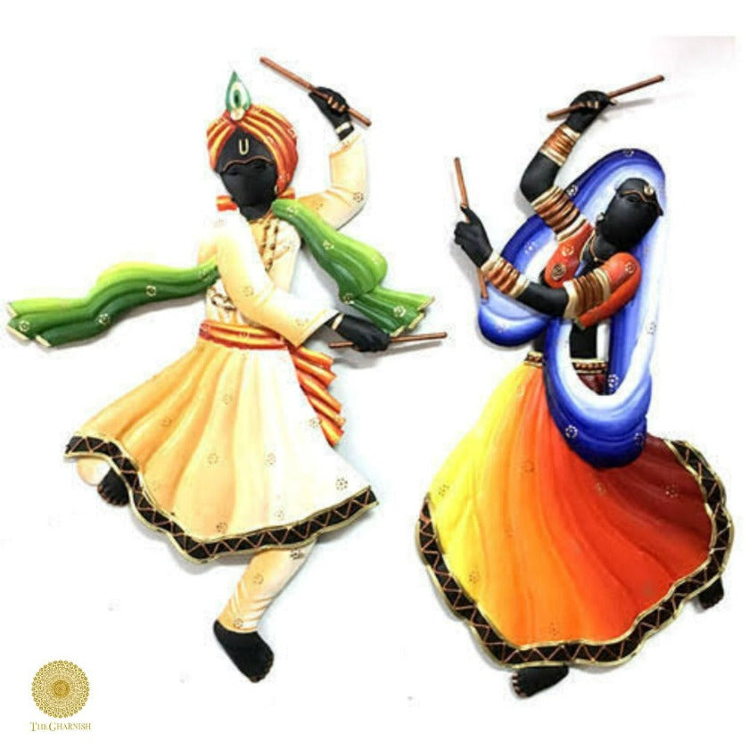 Indian Dandiya Couple Dance Wall Art - The Gharnish - A Unit of Satkala Creations