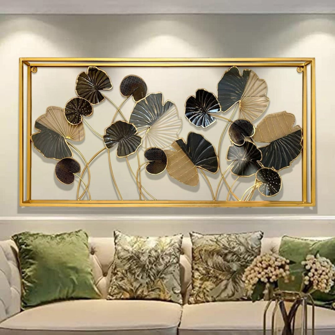 Metallic 3D Jungle Flower Wall Art (48 X 24 Inches) - The Gharnish - A Unit of Satkala Creations