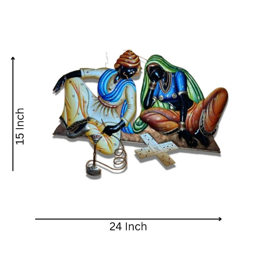 Indian Chaussar Man and Woman (24 x 20 Inches) - The Gharnish - A Unit of Satkala Creations