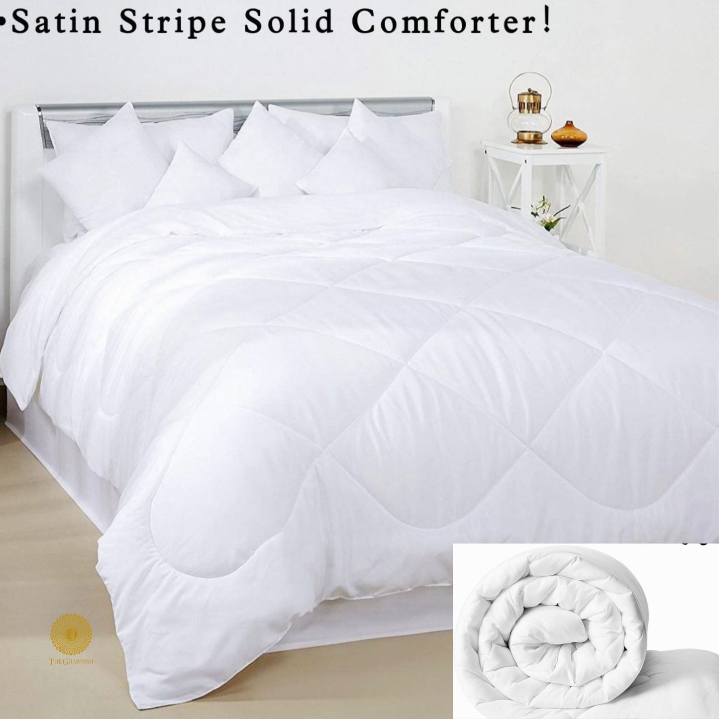 Satin Stripes Solid Comforter - The Gharnish - A Unit of Satkala Creations