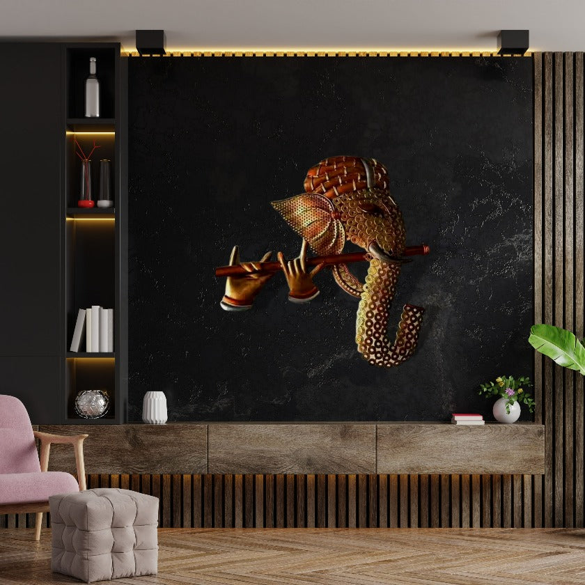 Ganesha Metallic Wall Art - The Gharnish - A Unit of Satkala Creations