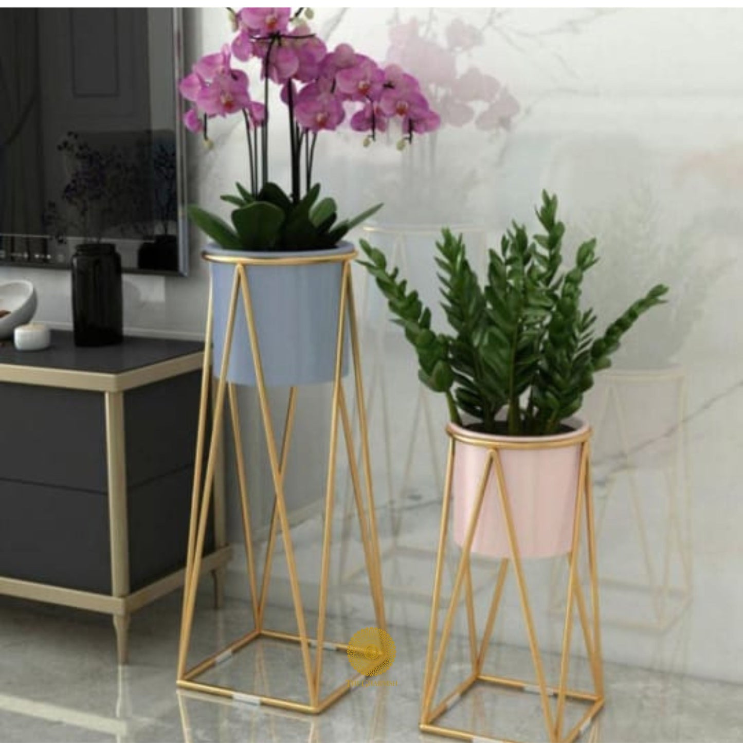 Triangle Set of 2 Planers With Stand - The Gharnish - A Unit of Satkala Creations