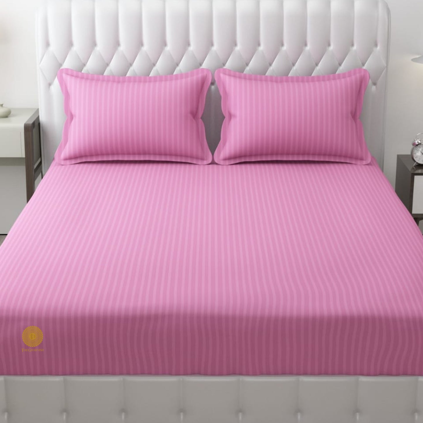 Strip Fitted Bedsheet or Mattress Cover - The Gharnish - A Unit of Satkala Creations