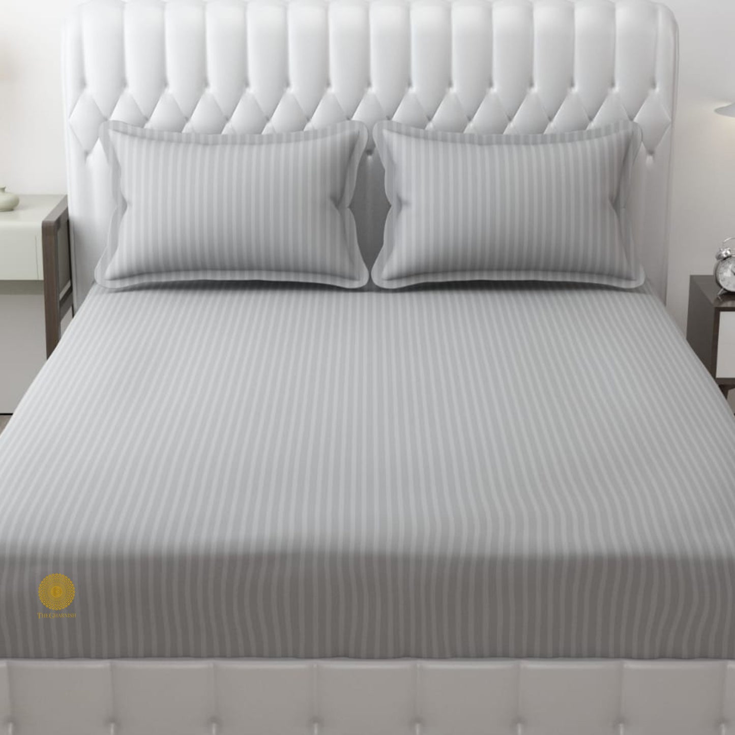 Strip Fitted Bedsheet or Mattress Cover - The Gharnish - A Unit of Satkala Creations