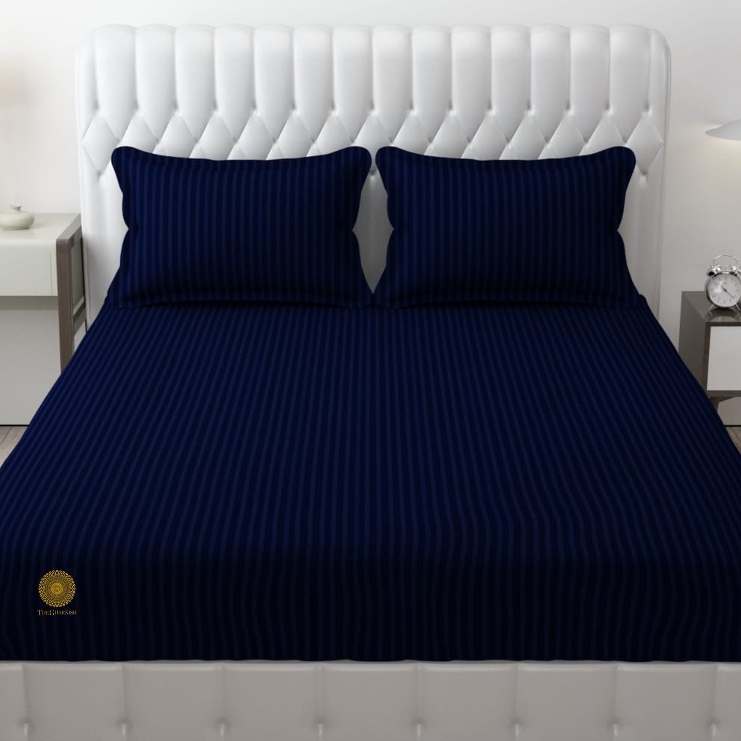 Strip Fitted Bedsheet or Mattress Cover - The Gharnish - A Unit of Satkala Creations
