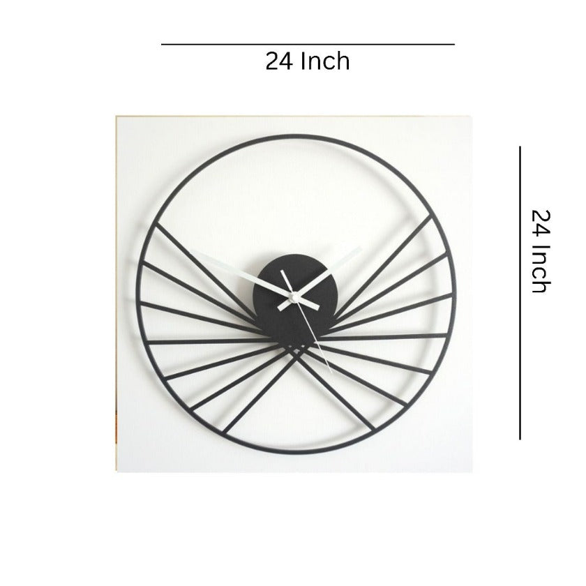 Crafted Black Ring Wall Clock ( Dia 24 Inches ) - The Gharnish - A Unit of Satkala Creations
