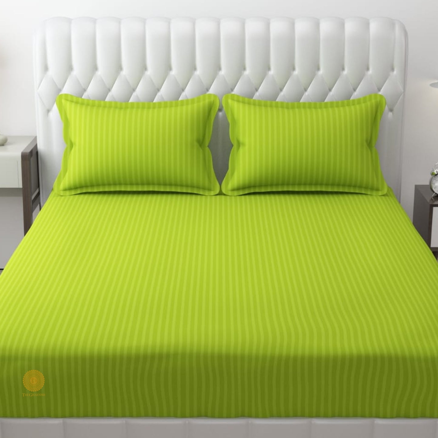 Strip Fitted Bedsheet or Mattress Cover - The Gharnish - A Unit of Satkala Creations