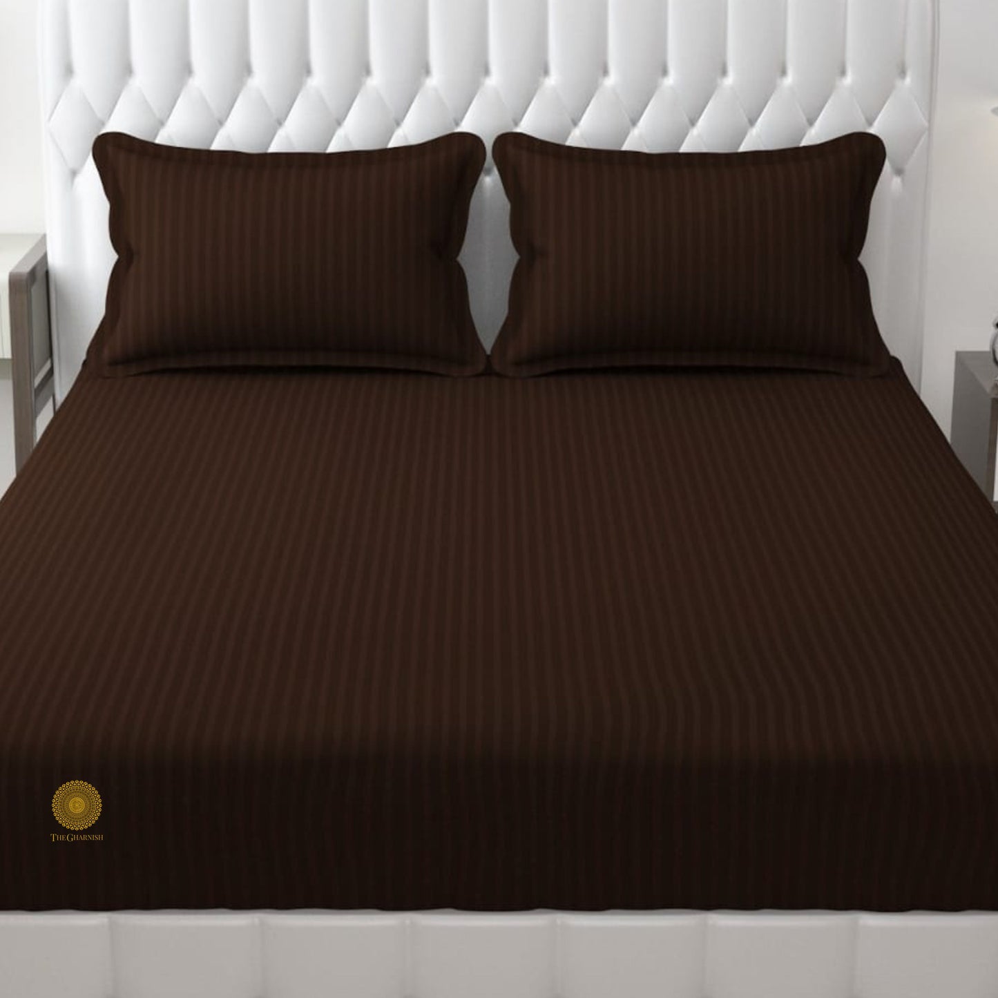 Strip Fitted Bedsheet or Mattress Cover - The Gharnish - A Unit of Satkala Creations