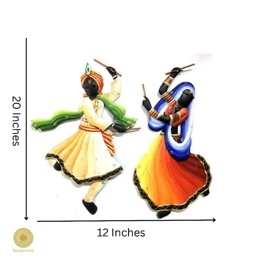 Indian Dandiya Couple Dance Wall Art - The Gharnish - A Unit of Satkala Creations