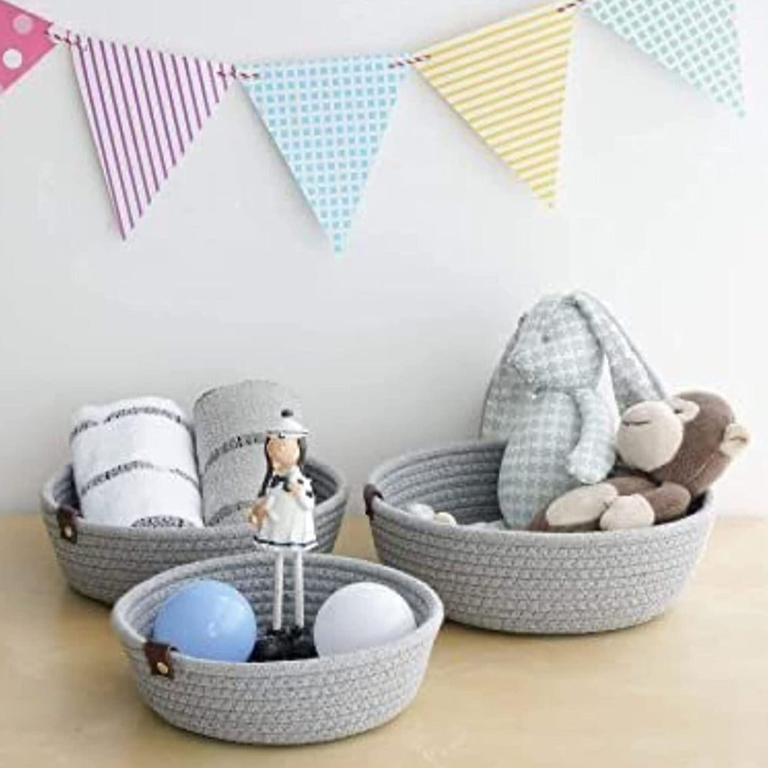 Mini Rope Handwoven Shelf Basket - The Gharnish - A Unit of Satkala Creations