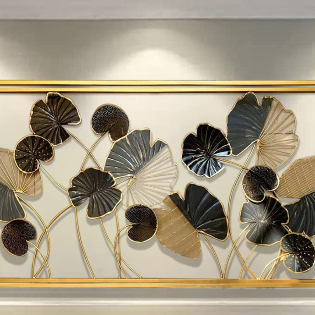 Metallic 3D Jungle Flower Wall Art (48 X 24 Inches) - The Gharnish - A Unit of Satkala Creations