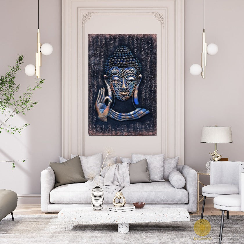 Gyan Mudra Buddha With Wooden Background - The Gharnish - A Unit of Satkala Creations