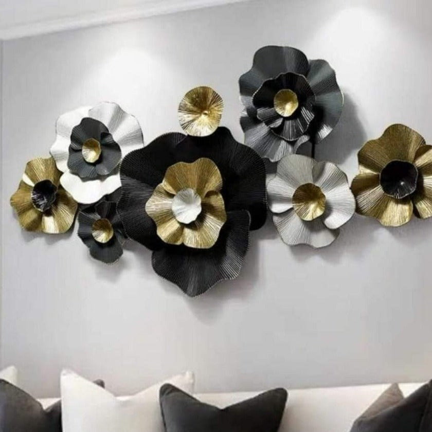 Big Crescent Flower Metallic Wall Art (48x24 Inches) - The Gharnish - A Unit of Satkala Creations