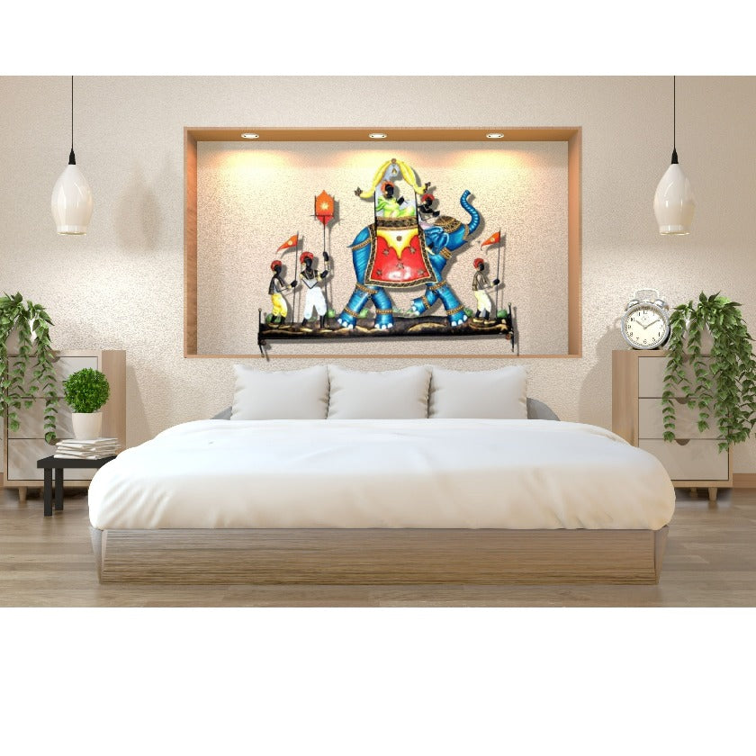 Elephant Sawari Wall Art (24 x 18 Inches) - The Gharnish - A Unit of Satkala Creations