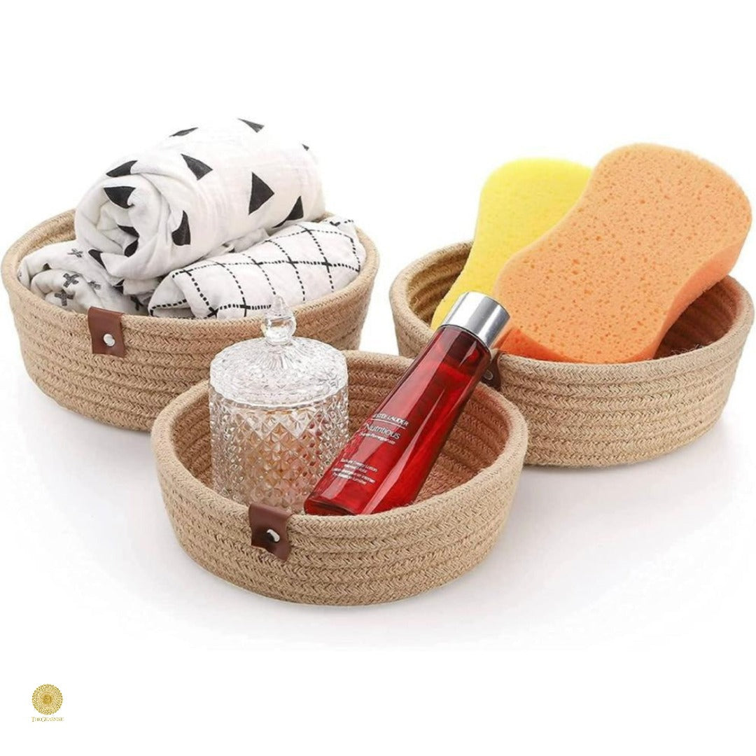 Mini Rope Handwoven Shelf Basket - The Gharnish - A Unit of Satkala Creations