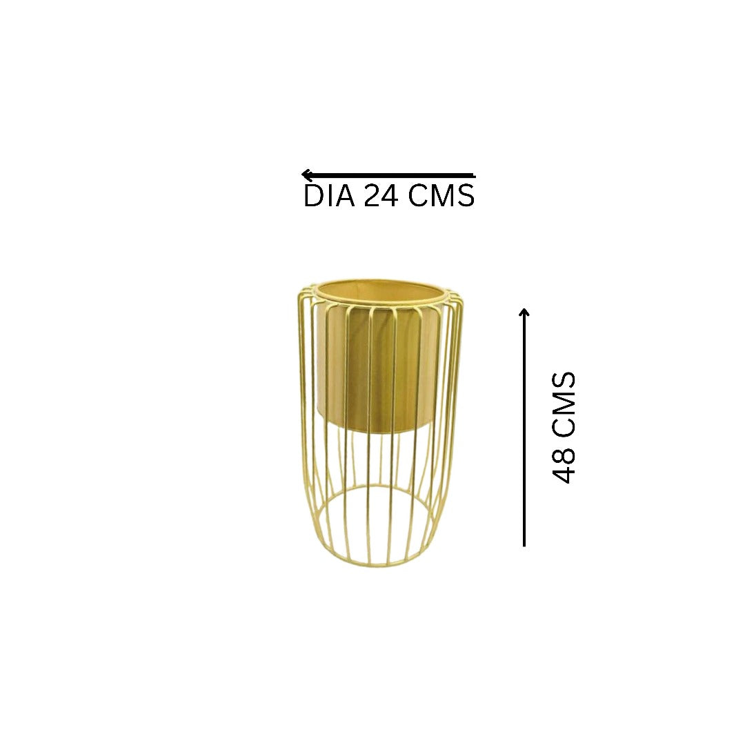 Planter with Golden Net Stand ( 18 x 9 Inches ) - The Gharnish - A Unit of Satkala Creations