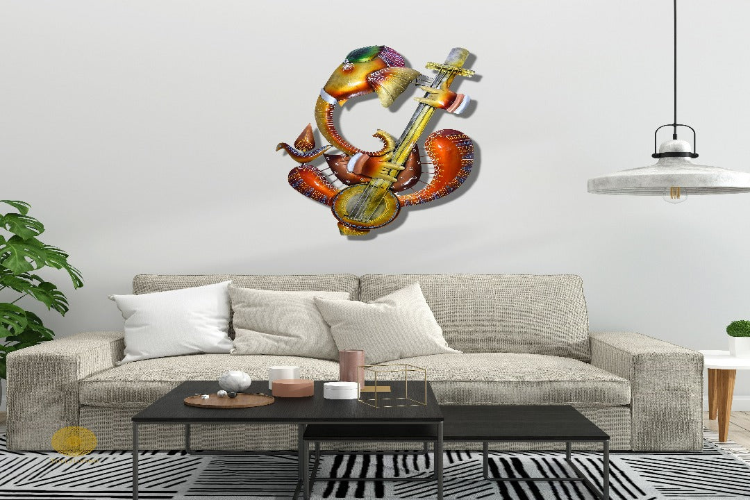 Veena Ganesh Metallic Wall Art - The Gharnish - A Unit of Satkala Creations