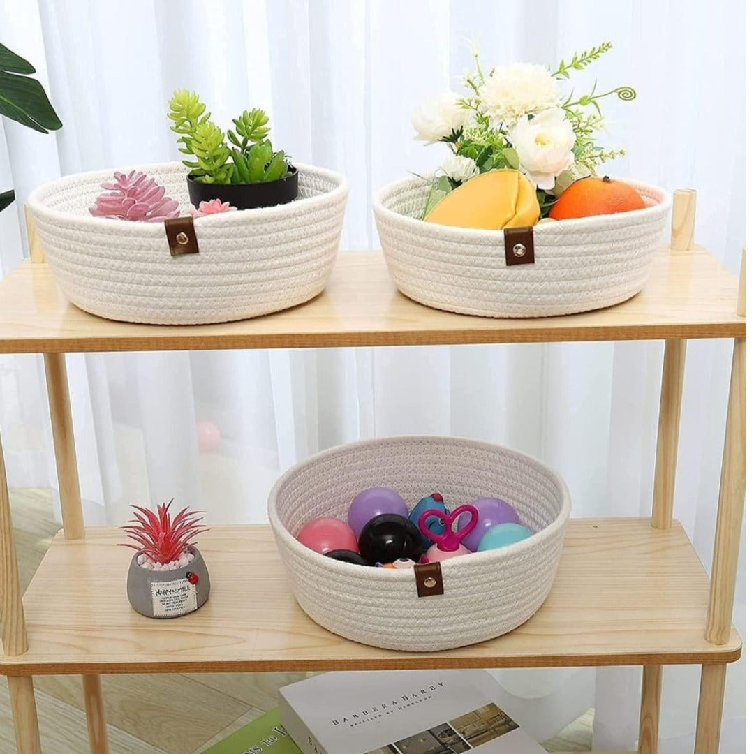 Mini Rope Handwoven Shelf Basket - The Gharnish - A Unit of Satkala Creations