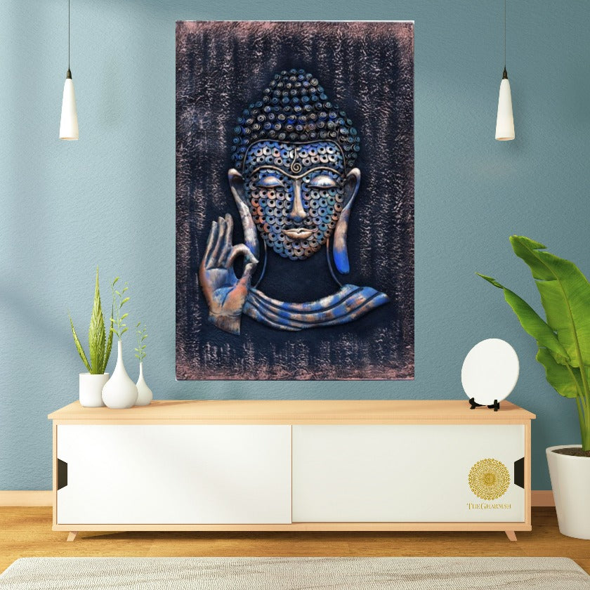 Gyan Mudra Buddha With Wooden Background - The Gharnish - A Unit of Satkala Creations