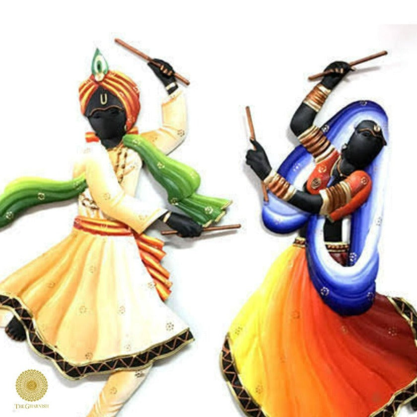 Indian Dandiya Couple Dance Wall Art - The Gharnish - A Unit of Satkala Creations