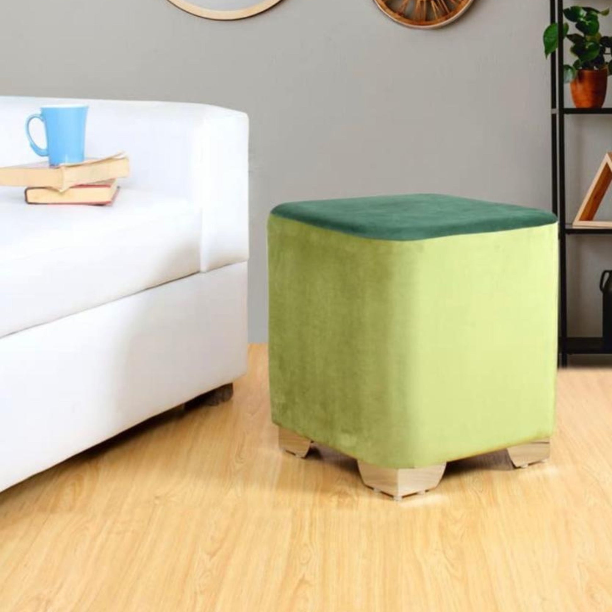 Ottoman Cushion Stool - Green - The Gharnish - A Unit of Satkala Creations
