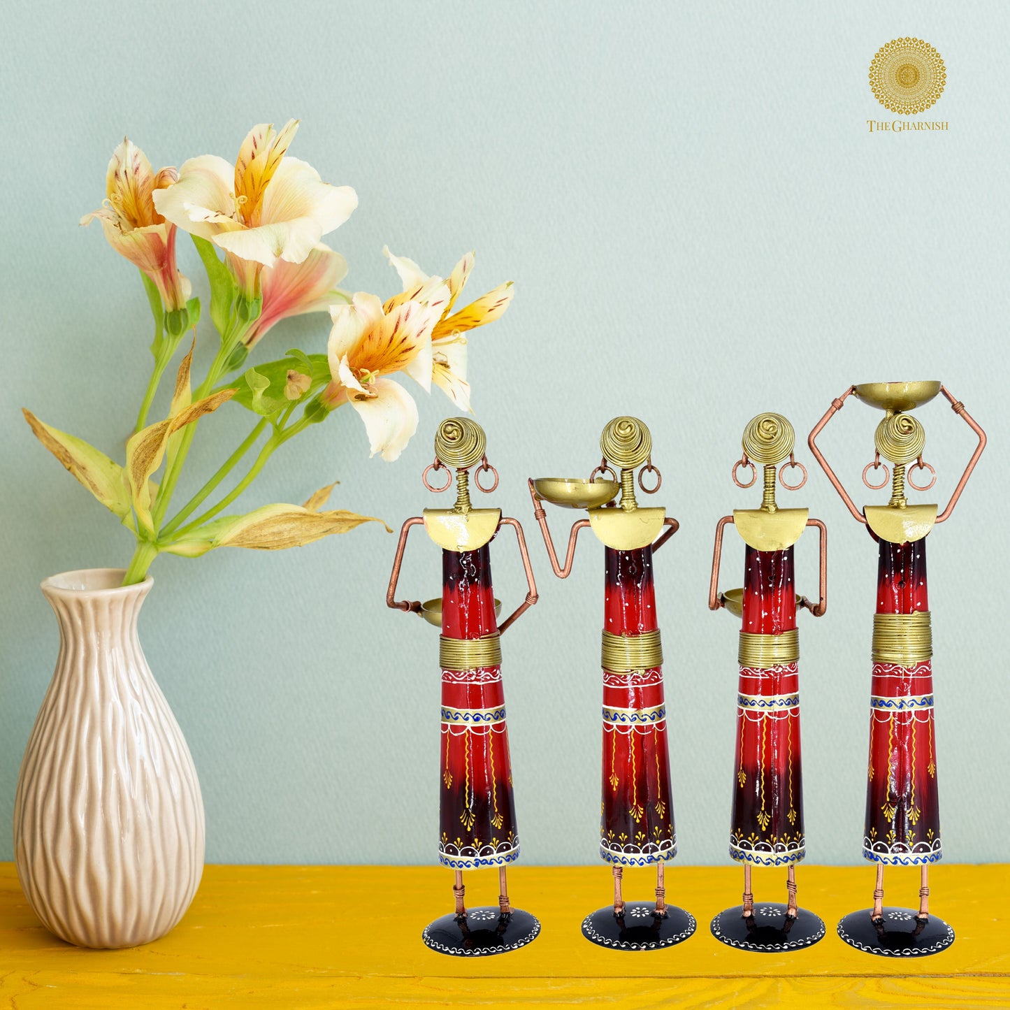 Labour Lady Metal Table Decor - The Gharnish - A Unit of Satkala Creations