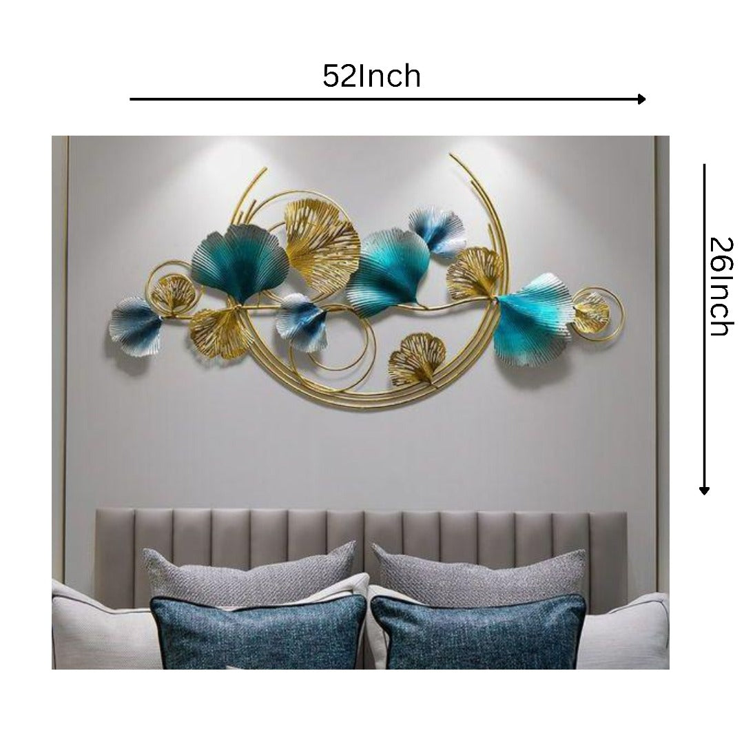 Metallic Blue Half Moon Wall Art ( 48 X 24 Inches ) - The Gharnish - A Unit of Satkala Creations