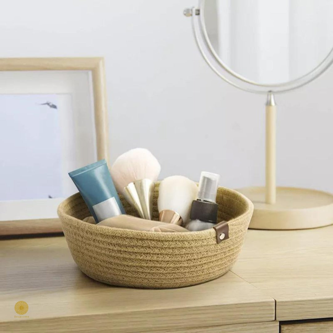 Mini Rope Handwoven Shelf Basket - The Gharnish - A Unit of Satkala Creations