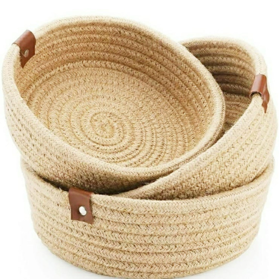 Mini Rope Handwoven Shelf Basket - The Gharnish - A Unit of Satkala Creations