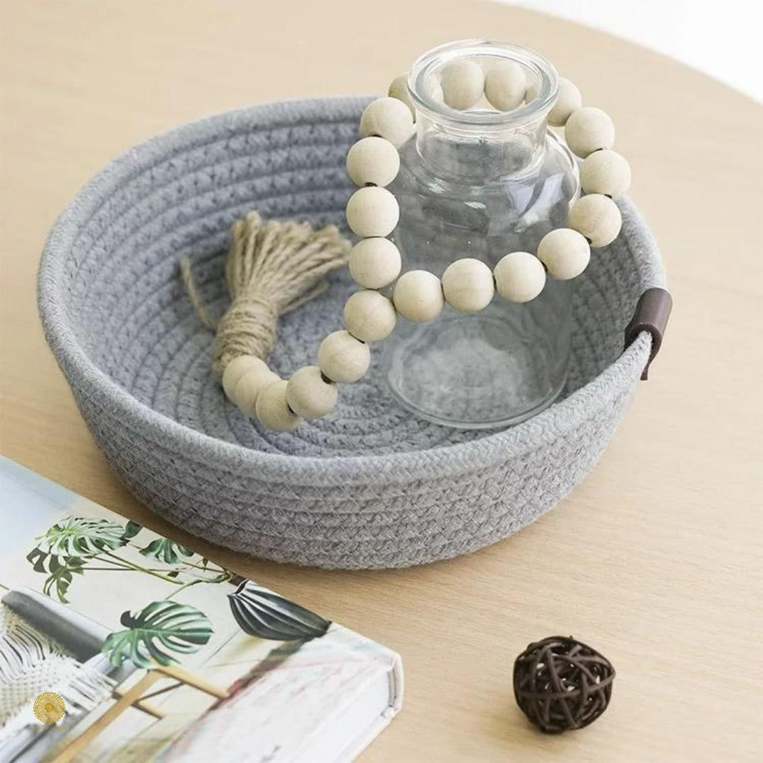 Mini Rope Handwoven Shelf Basket - The Gharnish - A Unit of Satkala Creations