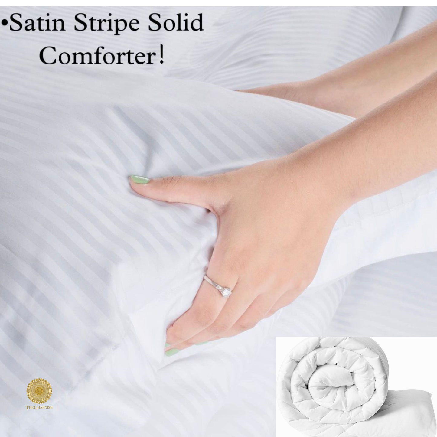 Satin Stripes Solid Comforter - The Gharnish - A Unit of Satkala Creations