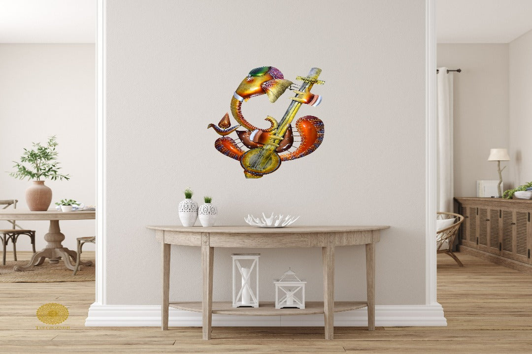 Veena Ganesh Metallic Wall Art - The Gharnish - A Unit of Satkala Creations