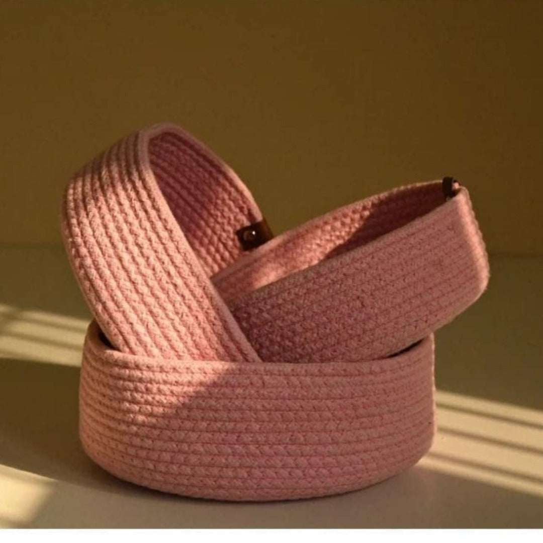 Mini Rope Handwoven Shelf Basket - The Gharnish - A Unit of Satkala Creations